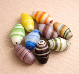 20 Swirl Lozenge Beads Matte Assorted 30x16mm