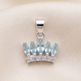 92.5 Sterling Silver Aqua Crown Pendant