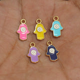 10 Pcs Assorted Hamsa Hand Charms Multicolor 9x15mm