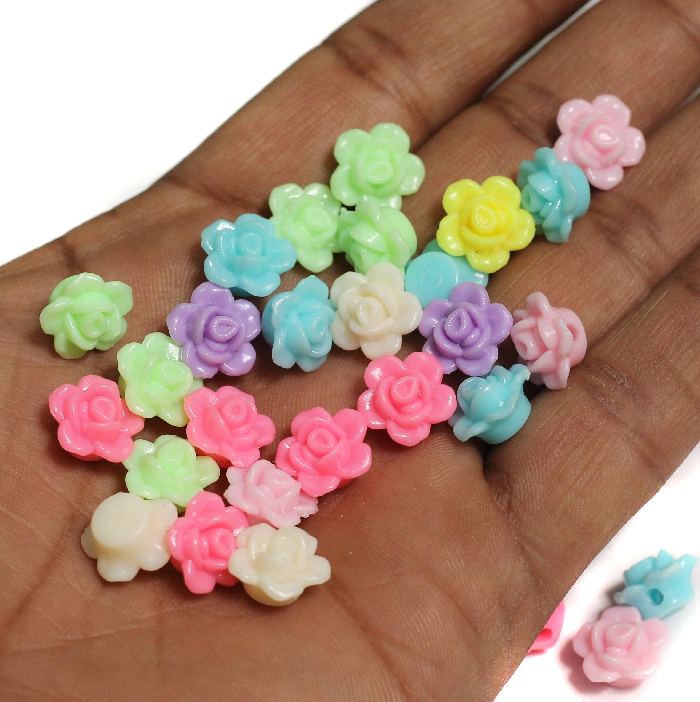 12x7mm Flower Acrylic Beads Assorted Color_ACRB-844