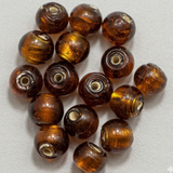 50 Pcs Silver Foil Round Beads Topaz 6mm