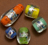 10 Pcs Silver Foil Beads Inside Color Assorted 10-20mm