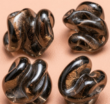 5 Pcs,16x14mm Silver Foil Twisty Beads Smokey