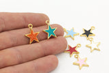 10 Pcs Assorted Star Charms Multicolor 20x16mm