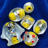 60 Pcs, 8-20mm Silver Foil Fancy Beads Yellow