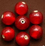 50 Pcs Glass Round Beads Assorted Red 12-14mm