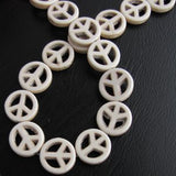 15, 20 & 25mm, 3 Strings Acrylic Peace Side Hole Beads Off White