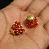 2 Pairs Pacchi Jhumka Base Red, Size 14x19 mm