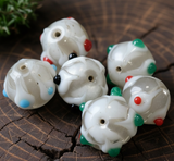 20 Bump Dotted Round Beads White 20mm