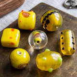 100+ Fancy Beads Yellow 4-25mm