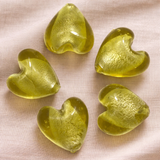 20 Pcs  Silver Foil Heart Beads 18 mm