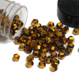 400 Pcs, 4mm Metallic Golden Faceted Glass Bicone Beads