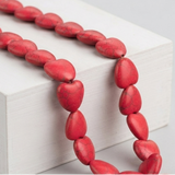 1 String Red Howlite Heart Beads