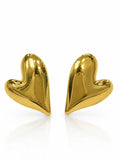 Golden Abstract Heart Stud Earring