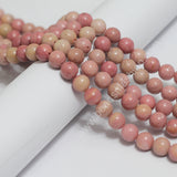 1 String 8mm Natural Pink Rhodonite Gemstone Beads_MGB-195