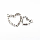 10 Pcs AD Couple Heart Connectors Silver 14x28mm