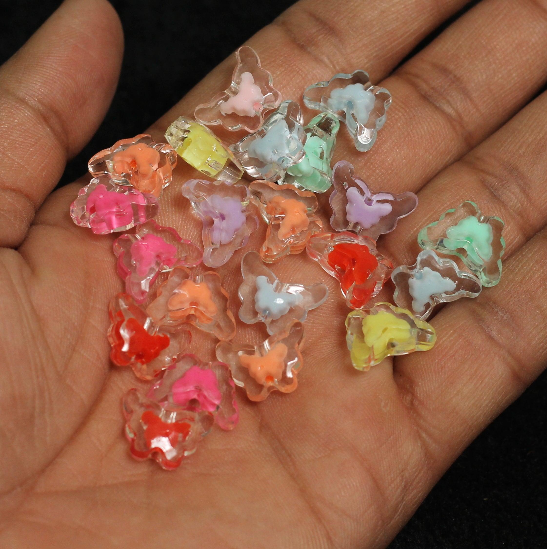 210 Pcs, 15x11mm Transparent Butterfly Acrylic Beads Assorted Color_ACRB-853-2