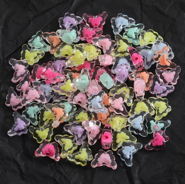 210 Pcs, 15x11mm Transparent Butterfly Acrylic Beads Assorted Color_ACRB-853-3