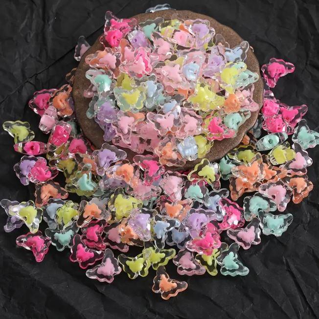 210 Pcs, 15x11mm Transparent Butterfly Acrylic Beads Assorted Color_ACRB-853-4