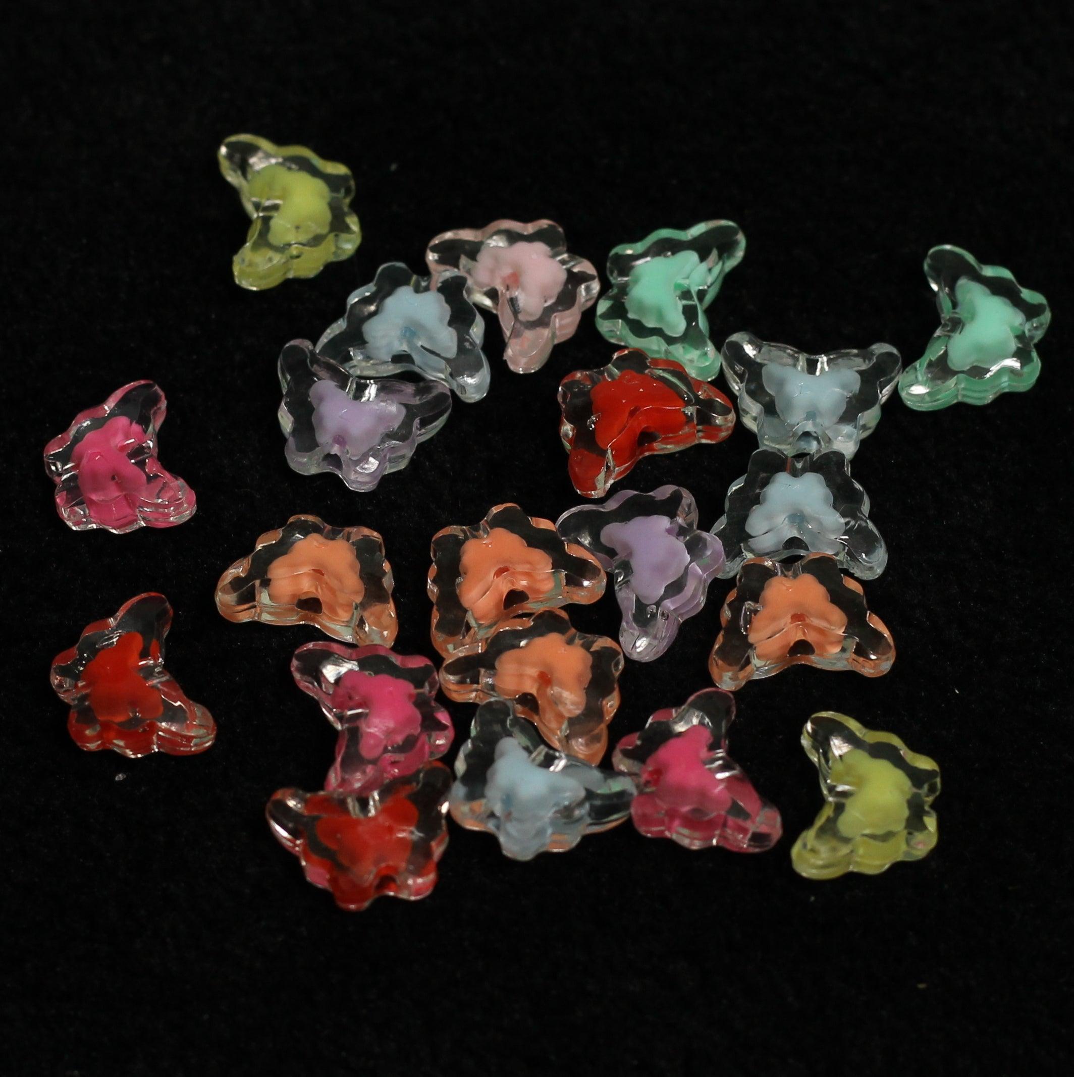 210 Pcs, 15x11mm Transparent Butterfly Acrylic Beads Assorted Color_ACRB-853-5