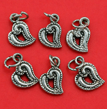 16x12mm German Silver Heart Charms