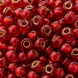 50gm 4/0 Preciosa Bright Red Gold-Lined Seed Beads