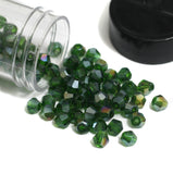 400 Pcs, 4mm Luster Green Faceted Bicone Beads