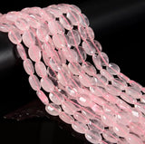 12x8mm Oval Rose Quartz Stone Beads Baby Pink