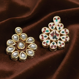  2 Pcs 45x35mm Meenakari Kundan Spacer Connectors Golden_jkk-292