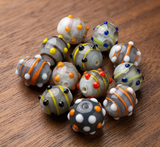 20 Bump Dotted Oval Beads Black 18x14mm
