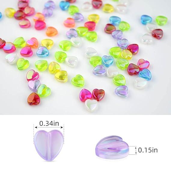 300 Pcs 8mm Acrylic Heart Shape 6 Color Combo Rainbow Finish_ACRB-836-3