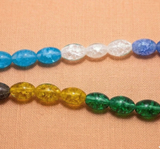 10 Strings Crackle Oval Beads Assorted 15x10 mm