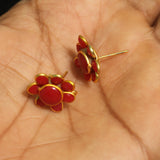 2 Pairs Pacchi Earring Red 14X14 mm