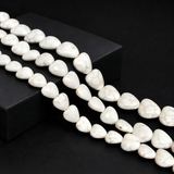 1 String White Howlite Heart Beads