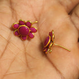 2 Pairs Singal Layer Pacchi Earrings Violet 14X14 mm