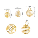 30Pcs 3 Style Round Iron Wire Pendants, Spiral Bead Cage Pendants