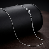 18 Inches 92.5 Sterling Silver Dainty Beaded Chain
