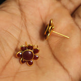 2 PAIRS PACCHI EARRING Maroon 14X14 MM