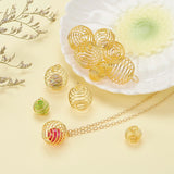 30Pcs 3 Style Round Iron Wire Pendants, Spiral Bead Cage Pendants