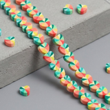 Heart Multicolor Polymer Clay Fimo Beads 1 String, 10x4mm