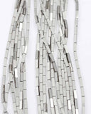 1 String Hematite Beads Rectangle Tube Silver 8x2mm