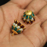 2 Pairs Pacchi Jhumka Base Multicolor, Size: 14x19 mm