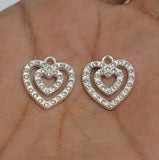 10 Pcs AD Heart Charms Silver 18x16mm