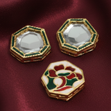 4 Pcs 26mm Meenakari Kundan Spacer Connectors Golden_jkk-287