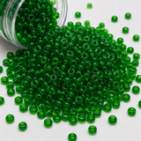 50gm 8/0 Preciosa Trans Dark Green Seed Beads