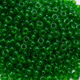 50gm 8/0 Preciosa Trans Dark Green Seed Beads