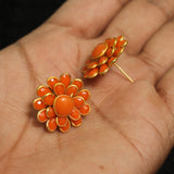 2 Pairs Double Layer PACCHI EARRINg Orange 20X20 mm