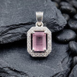 92.5 Sterling Silver Pink Stone Pendant