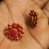 2 Pairs Double Layer PACCHI EARRINg Red 20X20 mm