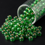 50gm 4/0 Preciosa Golden Emerald Seed Beads